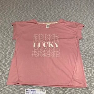 Lucky Brand pink cotton & polyester t-shirt women L short sleeve. SKU-A800